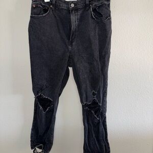 Abercrombie & Fitch distressed straight high rise jeans